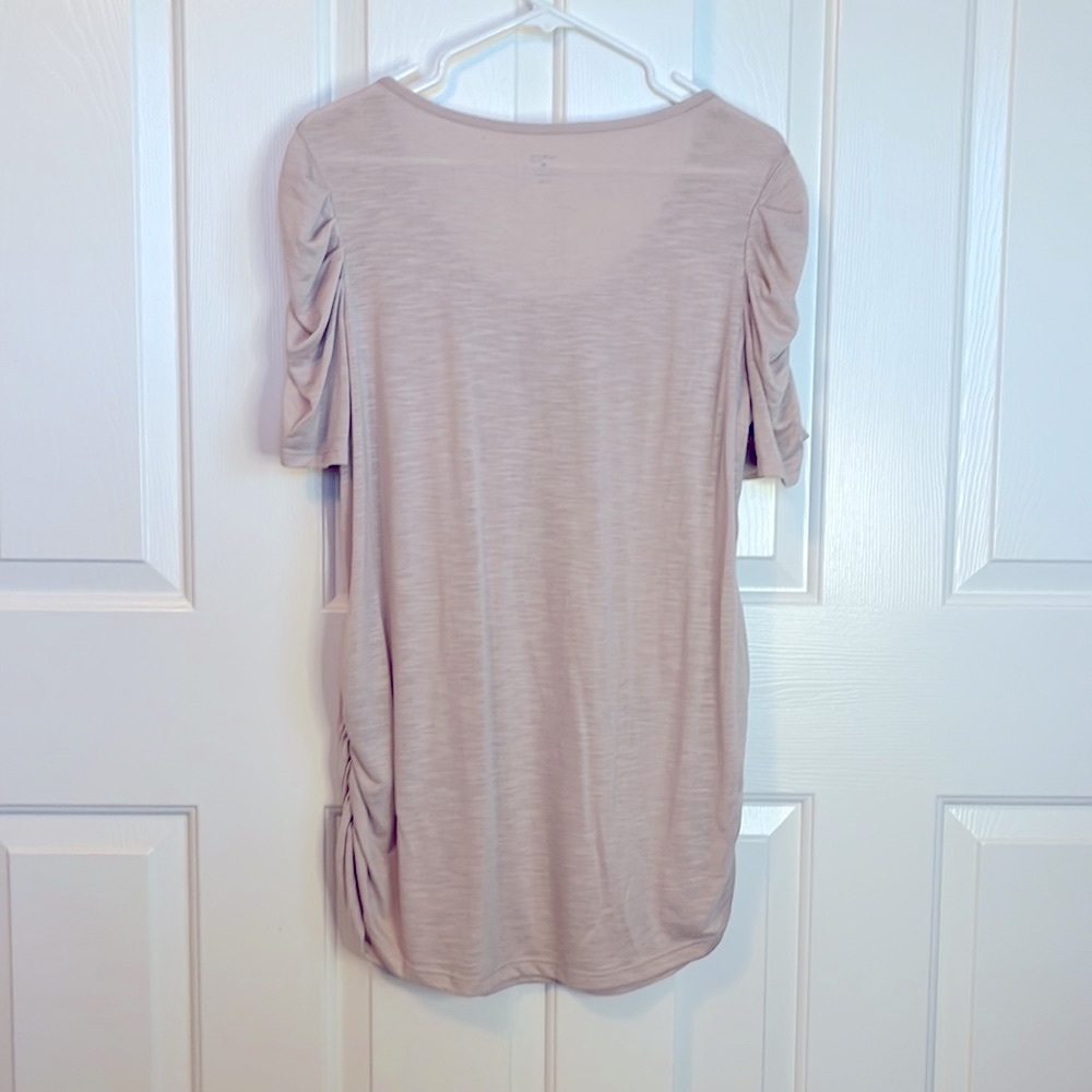 Style & Co, Cream top, 3/4 sleeves with ruching on sleeves & sides. Size 0x - Picture 4 of 7